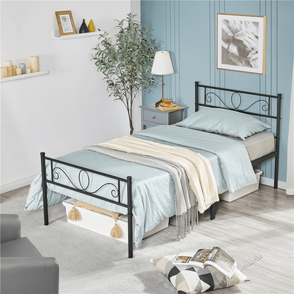 Costoffs Cadre de Lit en métal pour Adultes Grande Espace en Lattes Moderne