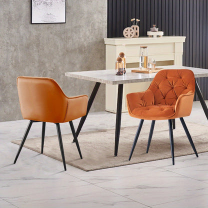 Lot de 2/4/6 Chaises de Salle À Manger Avec Assise Rembourrée En Velours Épais, Pieds En Métal, Accoudoirs Et Dossier ; Chaise D'Angle Pour Salon Ou Pièce À Vivre