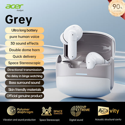 Écouteurs sans fil Acer, Gris pour camping et voyage – vue détaillée 31