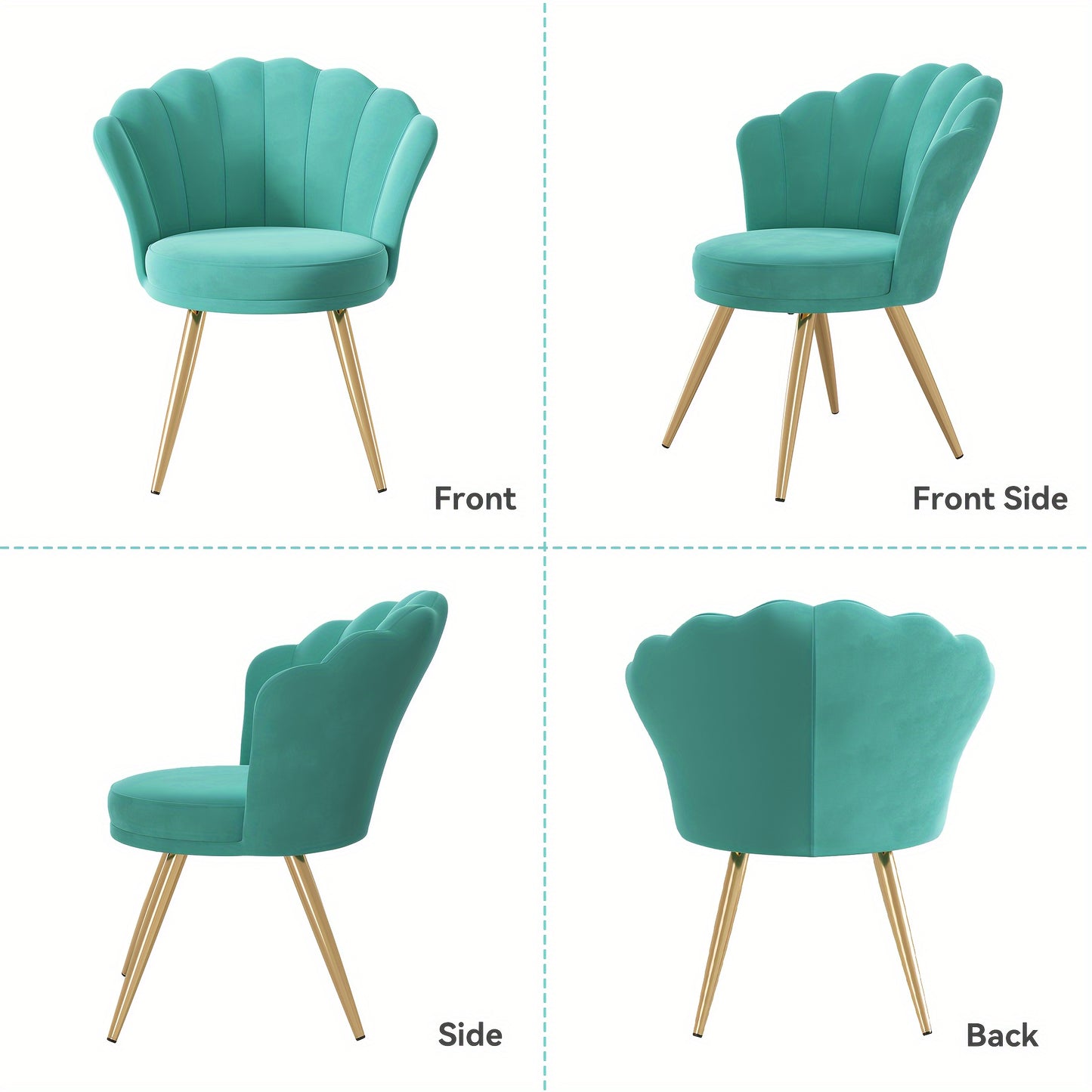 Fauteuil d'appoint moderne en velours avec dossier, chaise de coiffeuse rembourrée pour salle de maquillage, chaise d'appoint de maquillage, chaise de bureau avec pieds en métal doré pour chambre et salon