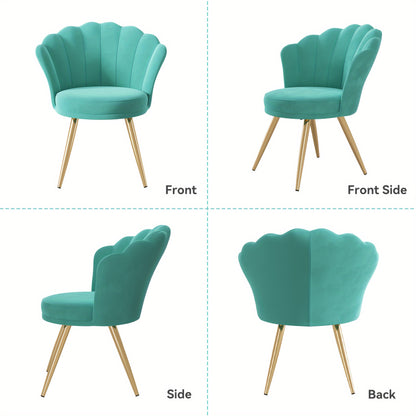 Fauteuil d'appoint moderne en velours avec dossier, chaise de coiffeuse rembourrée pour salle de maquillage, chaise d'appoint de maquillage, chaise de bureau avec pieds en métal doré pour chambre et salon