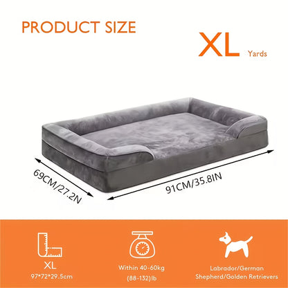 Lit orthopédique pour chien XL/XXL pour grandes races – Canapé-lit amovible et lavable avec support à caillebotis orthopédique et oreiller pour la nuque, convient aux chiens et chiots de taille moyenne à grande