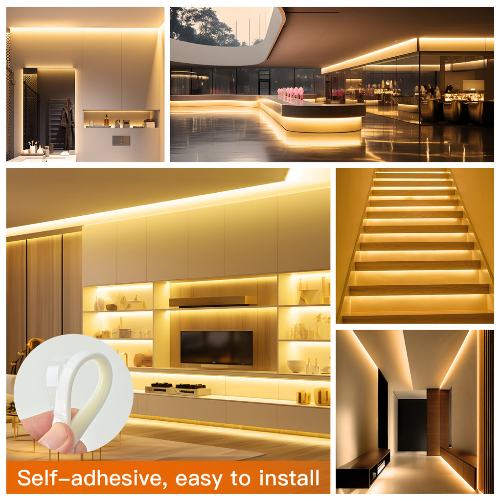 Ruban LED COB, adapté pour AC 220V-240V, éclairage extérieur flexible, avec 288 LED par mètre. Ce ruban LED adhésif offre une haute luminosité en blanc ou blanc chaud, idéal pour décorer les cuisines, les jardins et les intérieurs de maison.