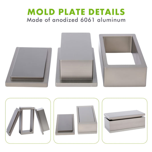 Moule de pré-pression rectangulaire en aluminium de 5,08 x 10,16 cm pour colophane, pour extraction
