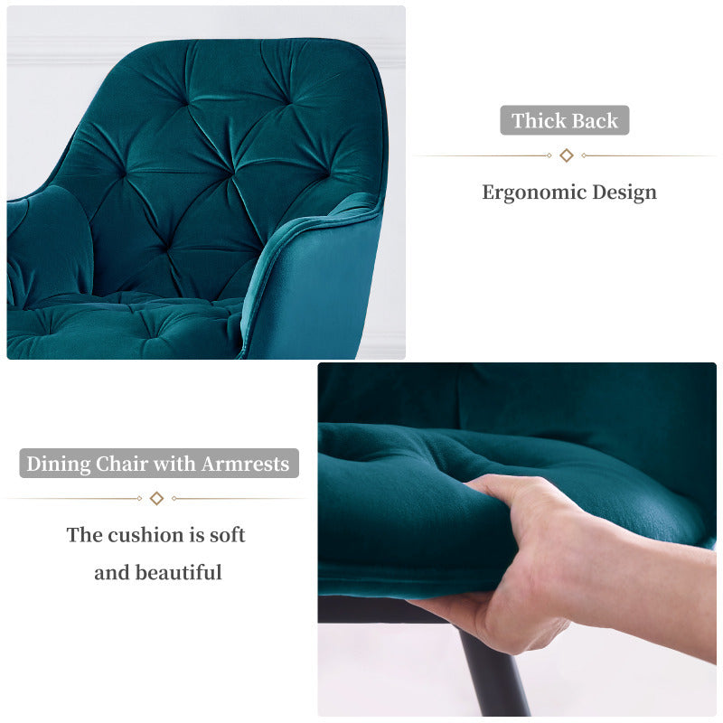 Lot de 2/4/6 Chaises de Salle À Manger Avec Assise Rembourrée En Velours Épais, Pieds En Métal, Accoudoirs Et Dossier ; Chaise D'Angle Pour Salon Ou Pièce À Vivre