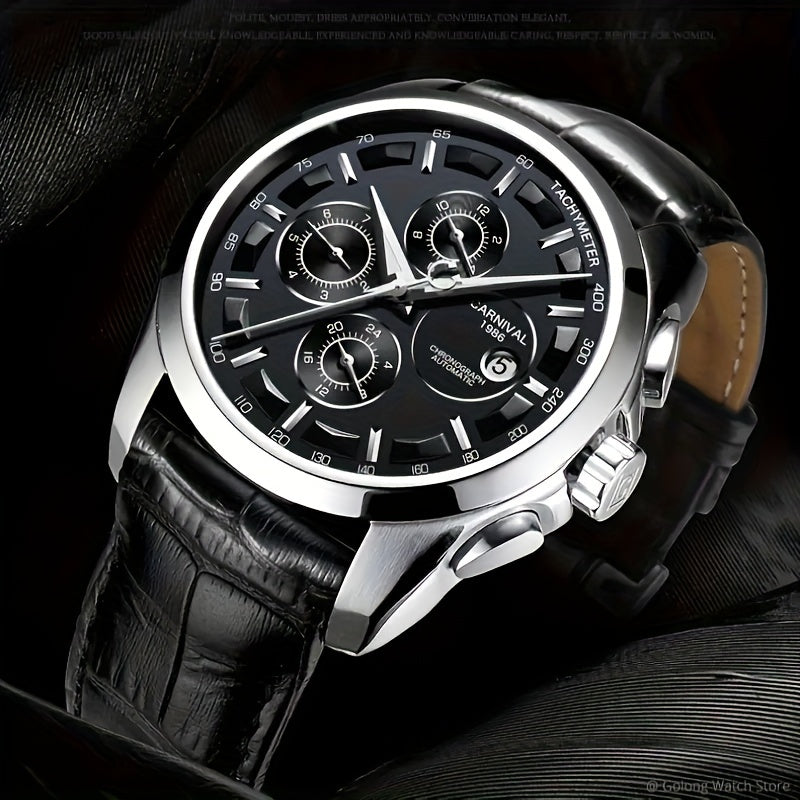 [I&W CARNIVAL] Montre Mécanique Automatique Multifonction pour Homme, Montre Sportive Élégante avec Calendrier et Étanchéité 30m