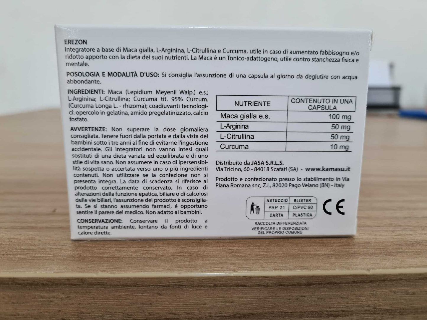 Complément alimentaire en gélules pour homme avec Maca jaune + L-Arginine + L-Citrulline + Curcuma - Fabriqué en Italie