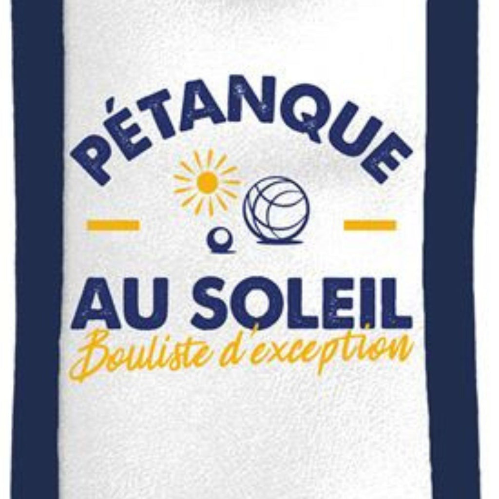 Étui de Pétanque Au Soleil – Sacoche 3 Boules Blanc et Bleu en Simili Cuir