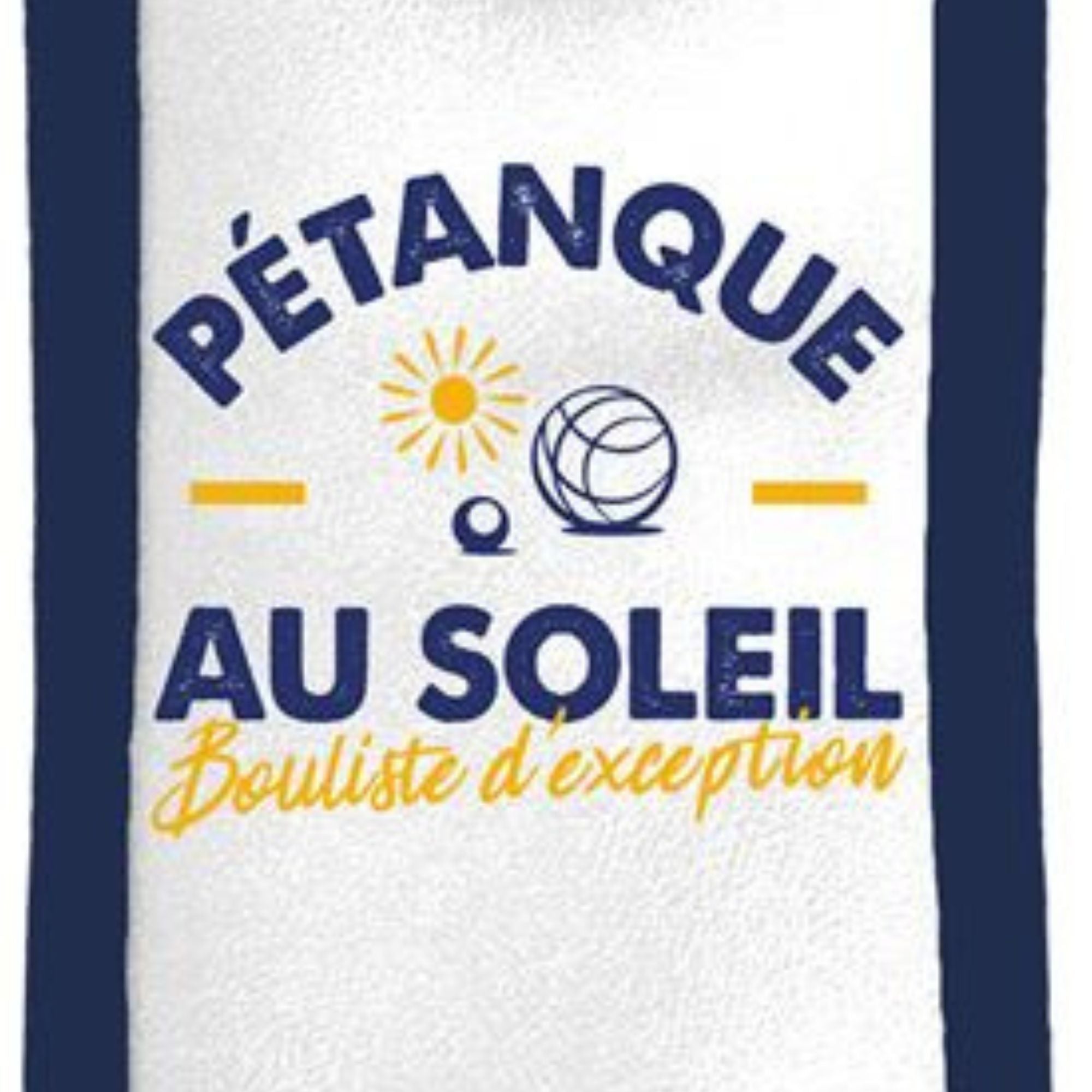 Étui de Pétanque Au Soleil – Sacoche 3 Boules Blanc et Bleu en Simili Cuir