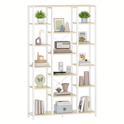 Étagère, étagère debout avec 6 niveaux 15 étagères, étagères ouvertes réglables, pour salon, bureau, chambre, 30 X 100 X 170cm, brun-vin noir