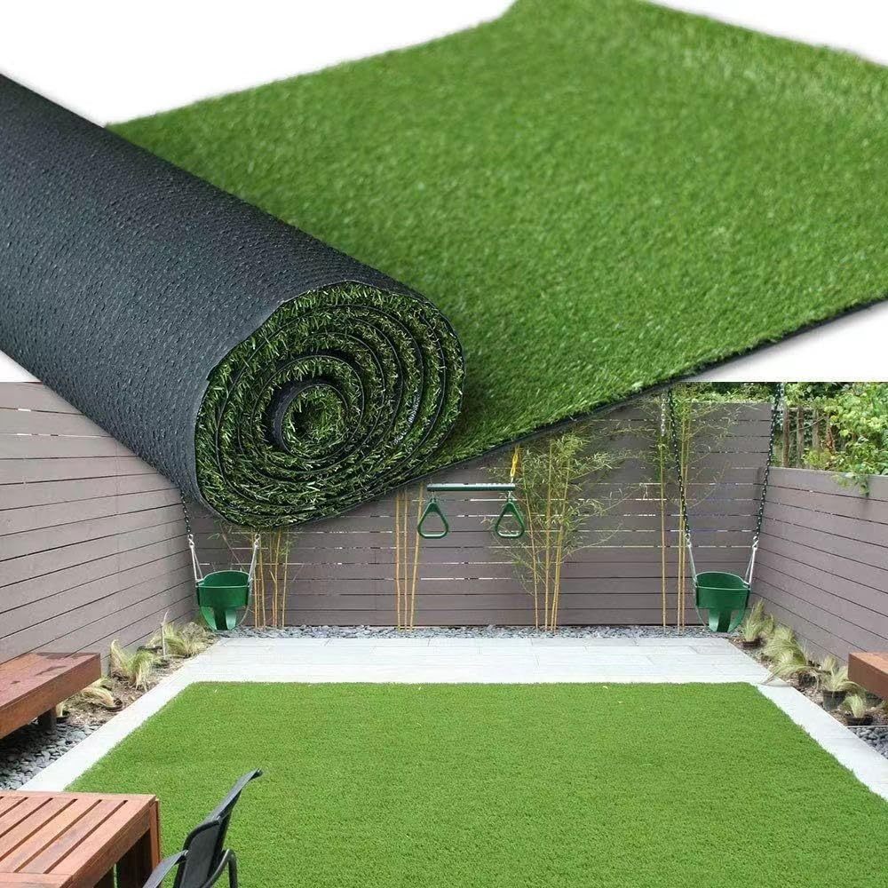 Rouleau d'Herbe Synthétique Baroni Home, Hauteur 30 mm, Vert Naturel, Herbe PE, Base Drainante PP, Fibres Haute Densité/m², Résistant et Sûr pour les Animaux, pour Jardins, Terrasses, Piscines
