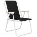 Chaise de plage pliante noire pour touristes, chaise de jardin compacte et légère avec cadre en acier anticorrosion et accoudoirs confortables, chaise de camping portable pour pique-nique, camping, balcon, pêche, forêt, vacances, extérieur, siège amélioré
