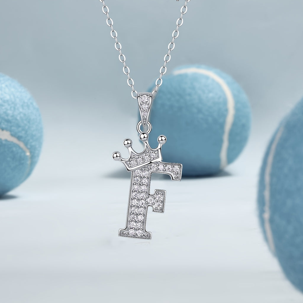 Collier lettre couronne en moissanite en argent S925 plaqué, avec 26 pendentifs lettres entièrement sertis, cadeau idéal pour la rentrée, la remise des diplômes, le quotidien, la Saint-Valentin ou les anniversaires