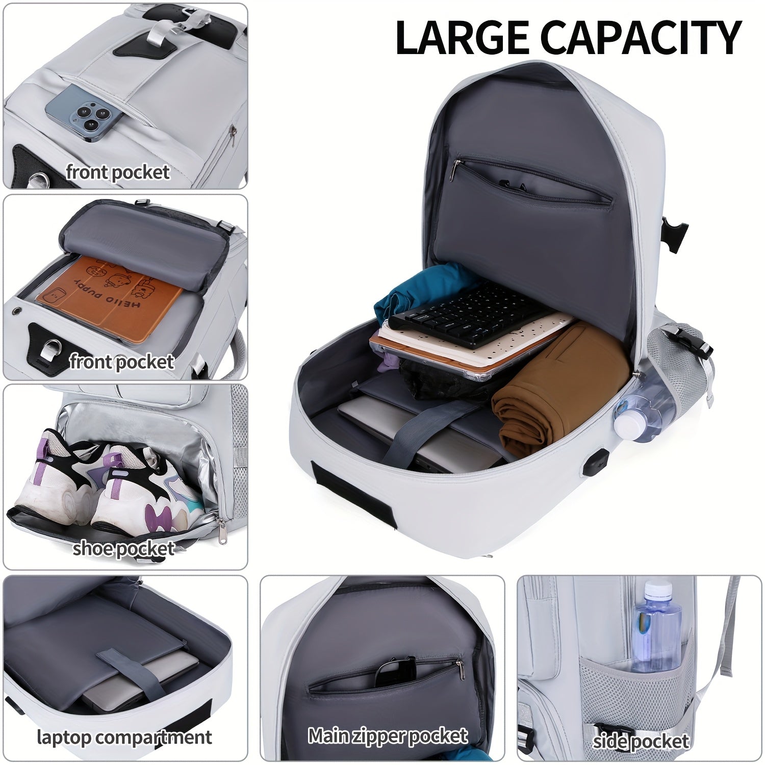 Sac à Dos de Voyage Léger à Grande Capacité Compatible pour Ordinateur Portable de 17,3 Pouces & Affaires, Sac d'École avec Compartiment à Chaussures, Multi-Compartiments & Bretelles Rembourrées - Housse pour Ordinateur Portable en Nylon pour Professionne