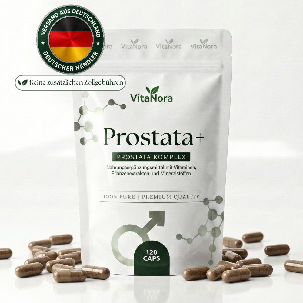Complexe Prostatique 120 Capsules Haute Dose - Extrait de Palme de Sabre, Complexe Prostatique avec Graines de Citrouille, Ortie Piquante, Vitamine E, Zinc, Sélénium - Vegan, Prosta, Palme de Sabre - Expédié depuis l'Allemagne