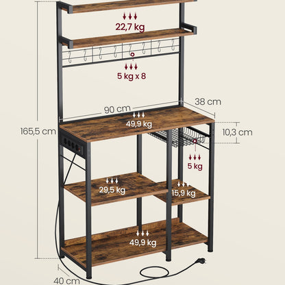 Étagère pour micro-ondes, 4 Prises CA pour cuisine – vue détaillée 6