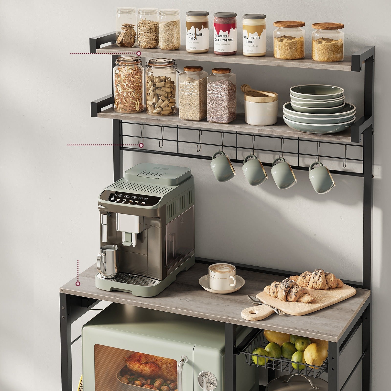 Étagère pour micro-ondes, 4 Prises CA pour cuisine – vue détaillée 9