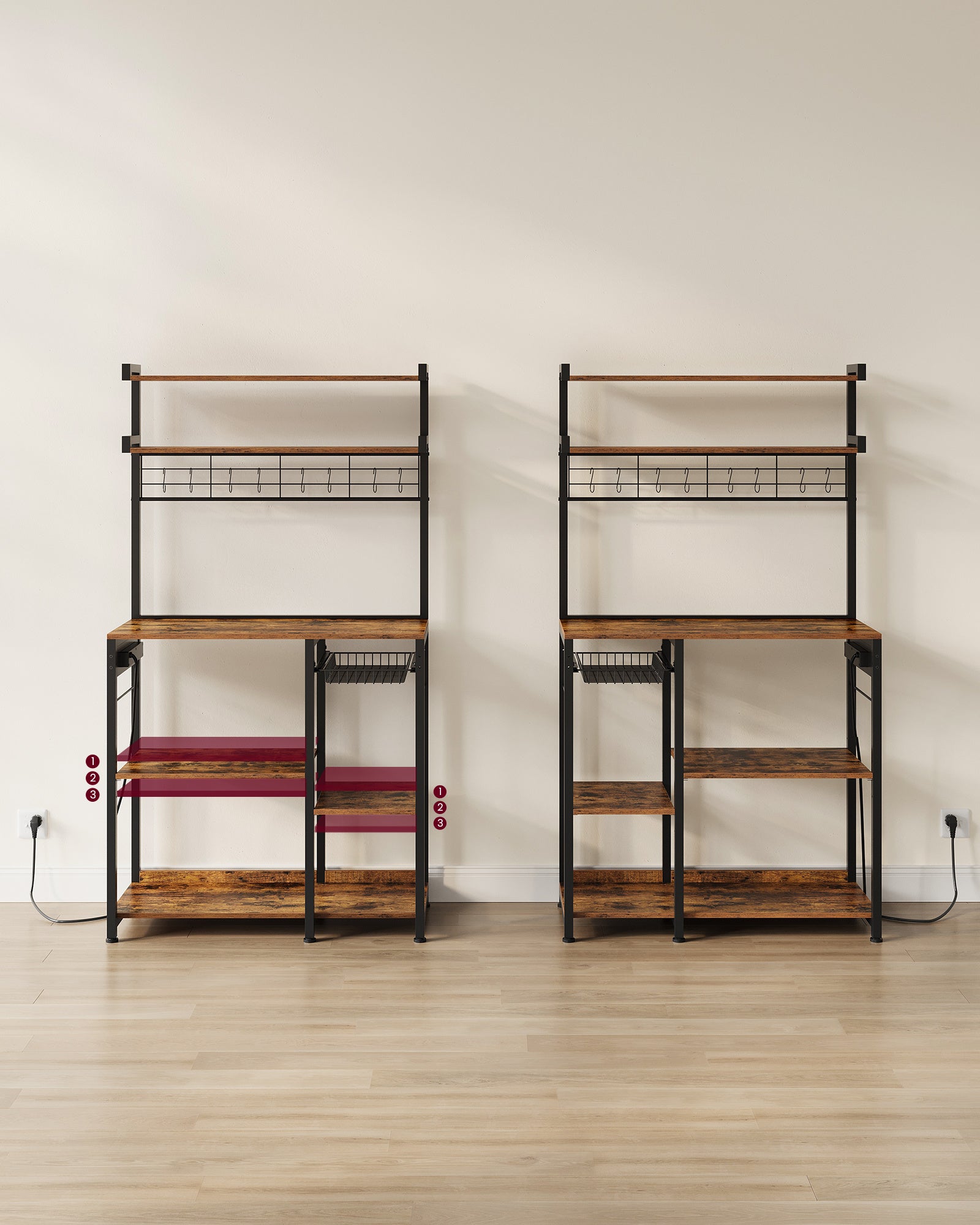 Étagère pour micro-ondes, 4 Prises CA pour cuisine – vue détaillée 24
