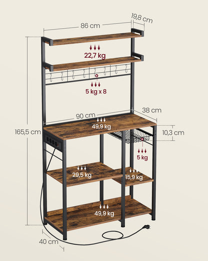 Étagère pour micro-ondes, 4 Prises CA pour cuisine – vue détaillée 29