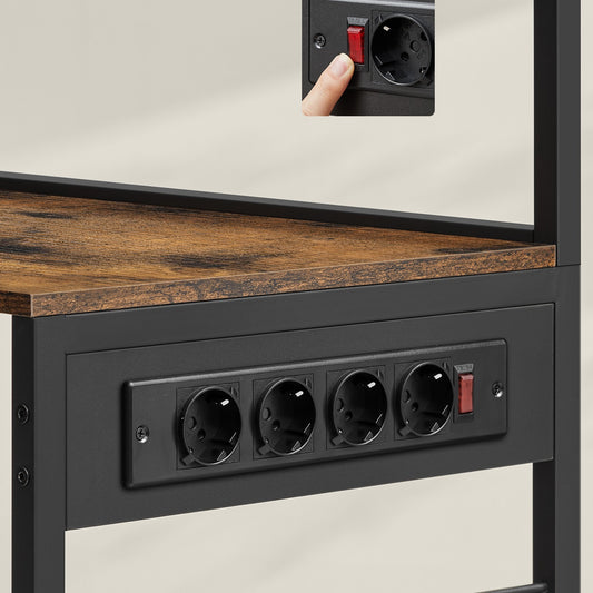 Étagère pour micro-ondes, Grège Chiné + Noir D’encre pour coin repas et cuisine – vue principale