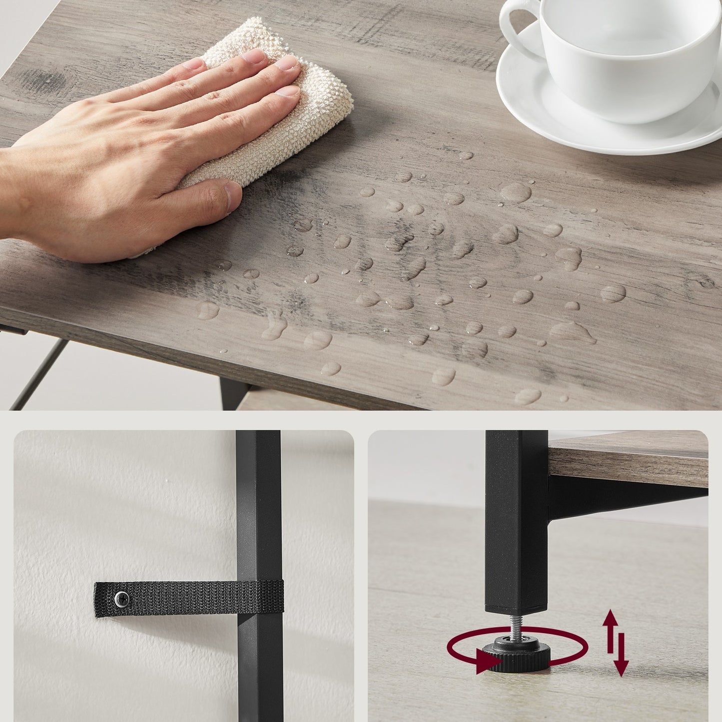 Étagère pour micro-ondes, Grège Chiné + Noir D’encre pour coin repas et cuisine – vue détaillée 11