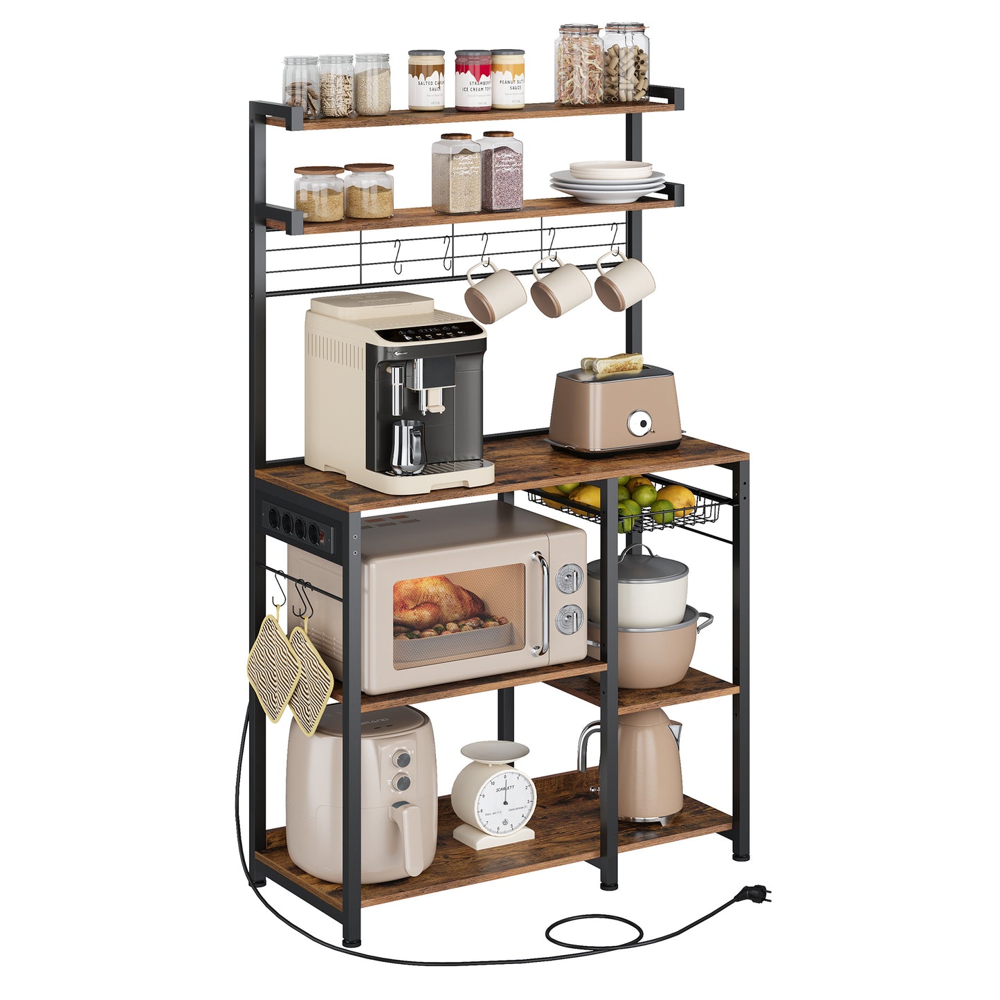 Étagère pour micro-ondes, Grège Chiné + Noir D’encre pour coin repas et cuisine – vue détaillée 21