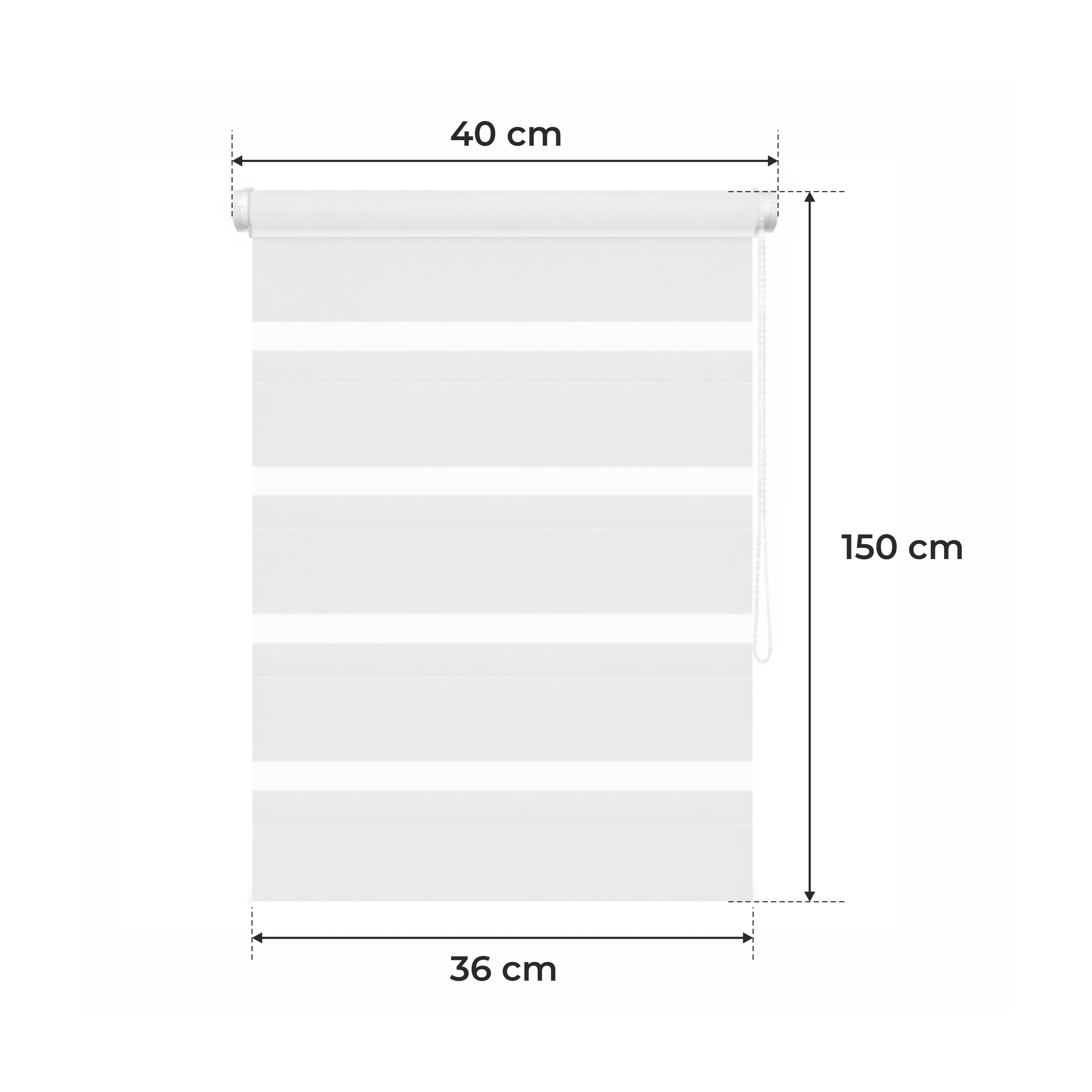 Store de Jour et de Nuit - BLANC - 32 Tailles - BOJANEK JOUR & NUIT - Non Invasif sur la Fenêtre, Installation Sans Perçage, Ajustement de la Chaîne, Supports Réglables pour Différentes Épaisseurs de Fenêtre, Design Moderne, Protection Contre la Lumière e