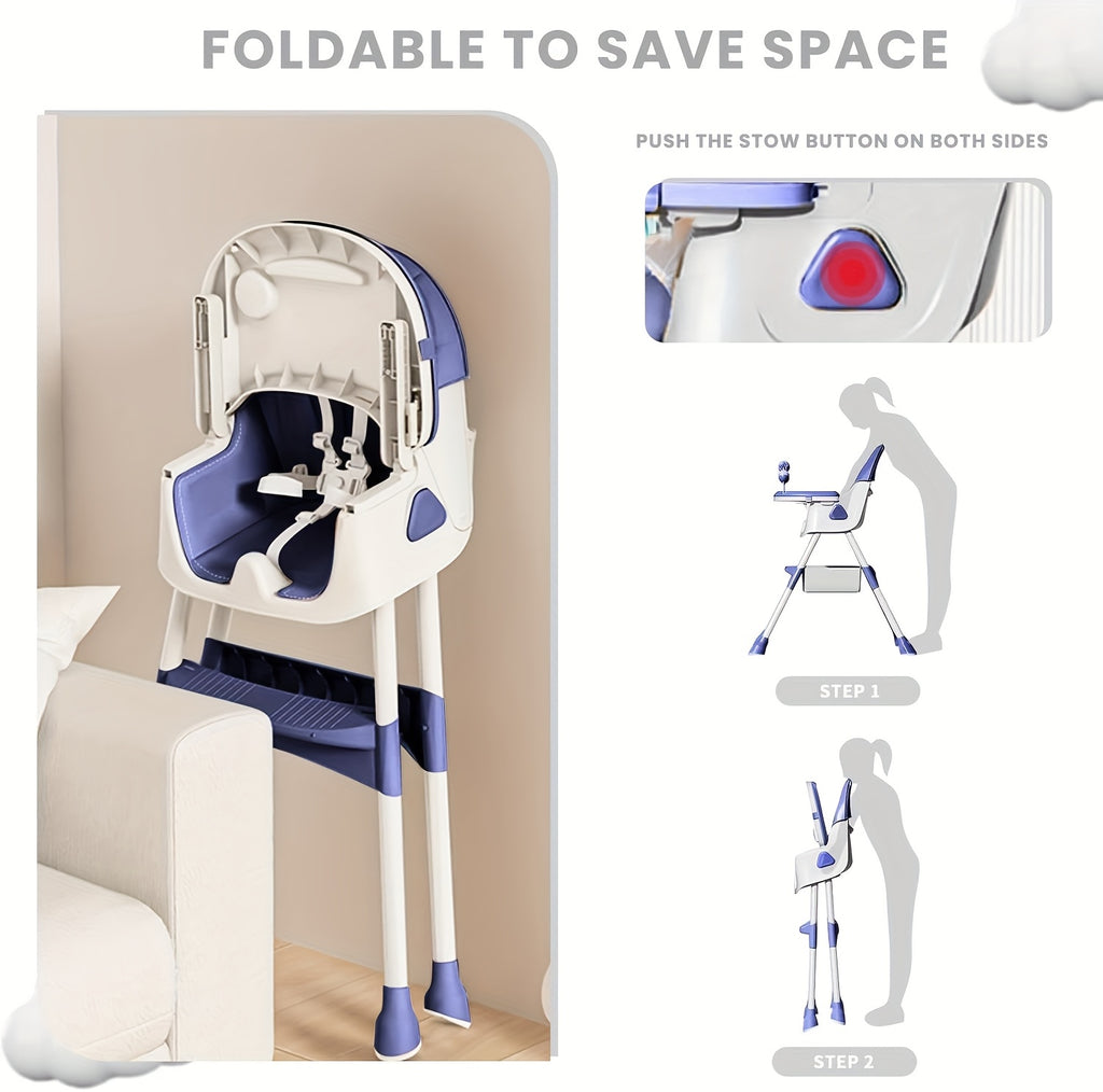Chaise haute multifonctionnelle pour tout-petits, chaise haute réglable en hauteur, chaise pour bébé, chaise haute combinée avec ceinture de sécurité, jouets et plateau amovible pour manger et jouer
