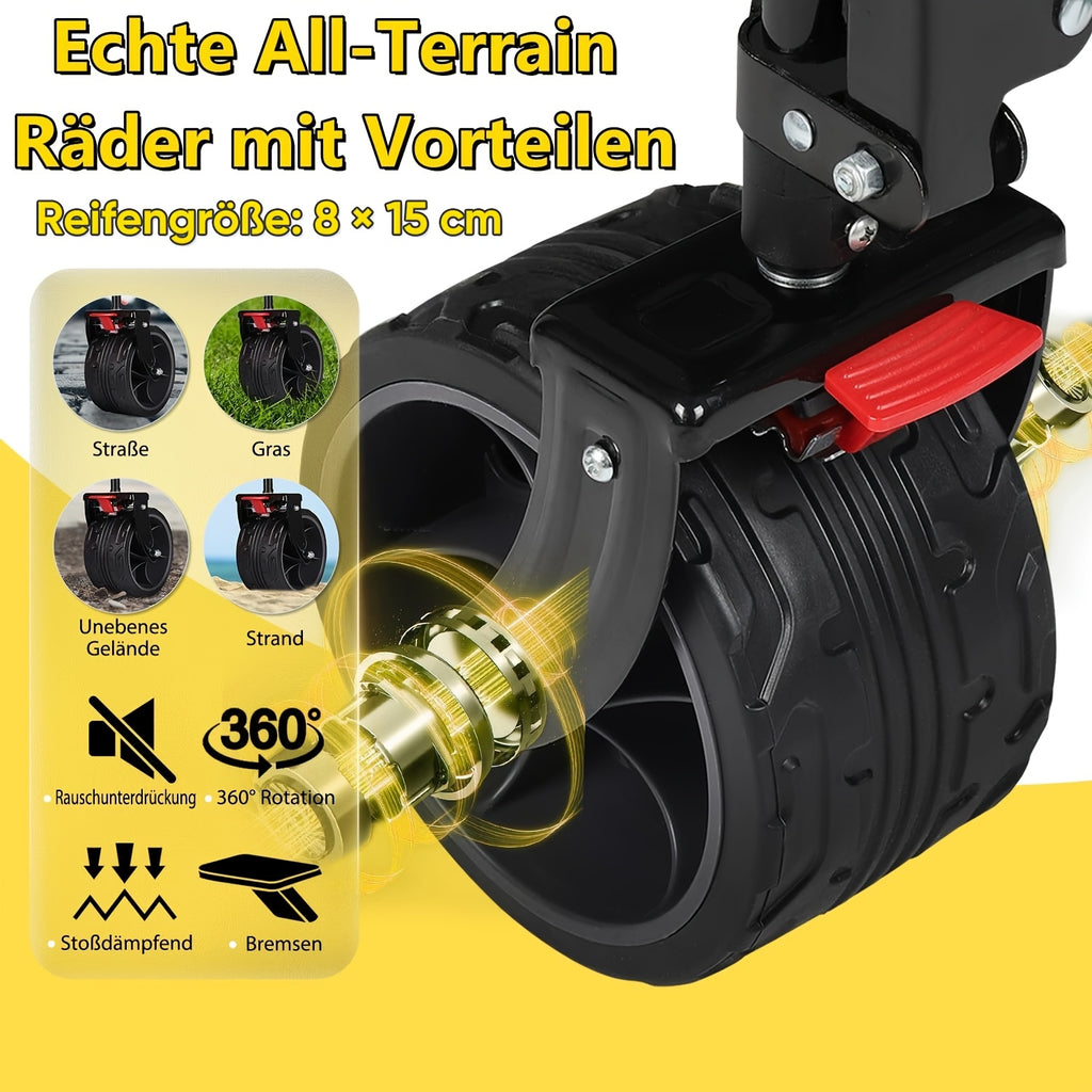 Chariot utilitaire pliant XXXL, capacité de 300L, capacité de charge de 200KG, chariot à main pliable étendu avec roues tout-terrain extra-large de 15X8 cm, chariot de transport à installation instantanée 4 voies breveté Ca15