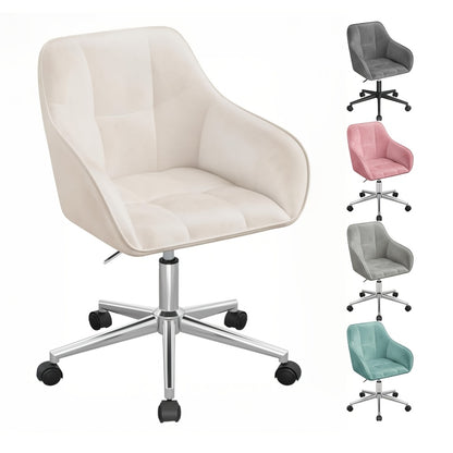 1X Chaise de Bureau Maison, Chaise de Bureau, Chaise Pivotante, Chaise de Cosmétique, Hauteur Réglable, Capacité de Charge Jusqu'à 150 Kg, avec Accoudoirs, Siège en Velours, pour Chambre à Coucher, Bureau, Salon