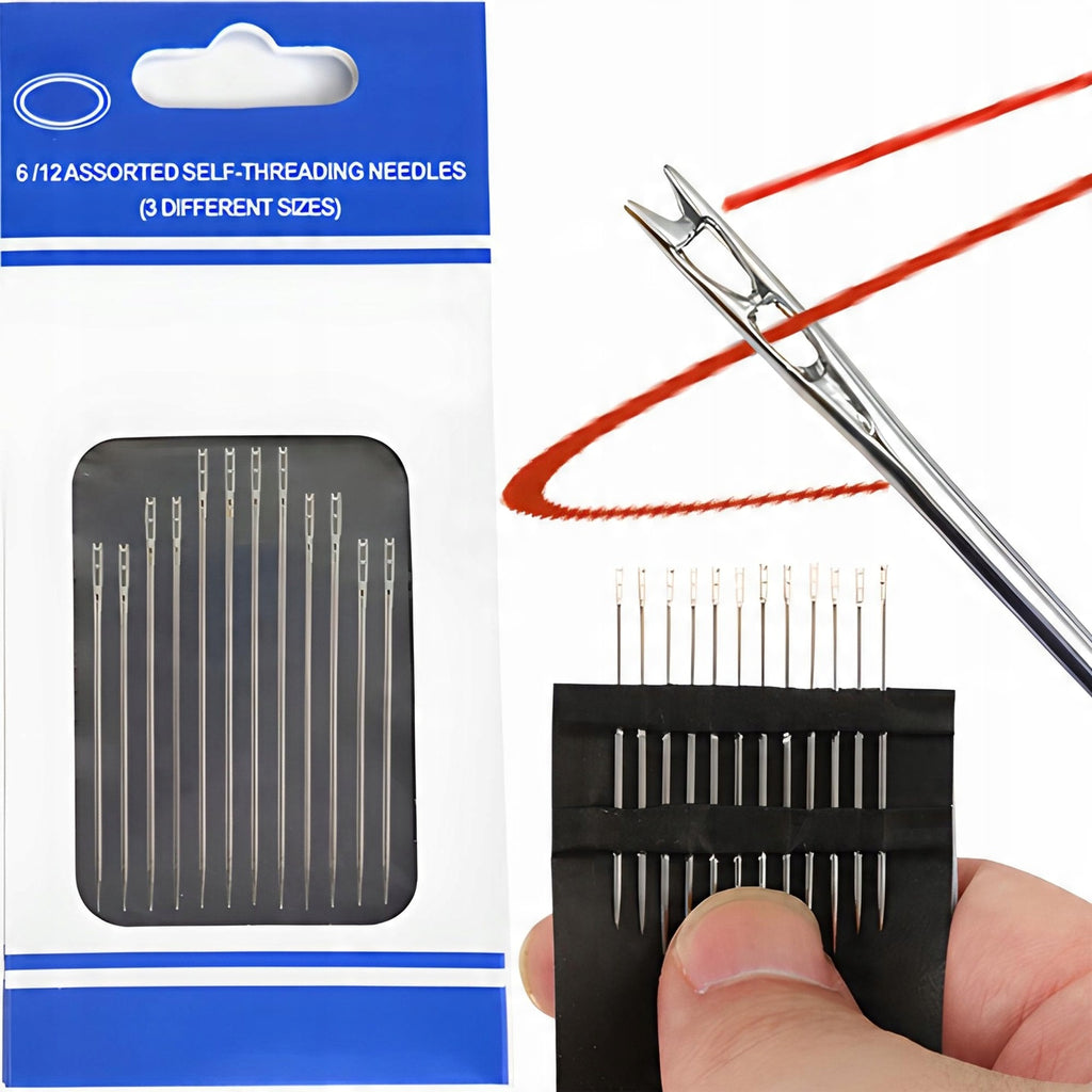 Kit de Couture à Main avec Aiguilles Auto-Filetantes, 12 Pièces et Tailles Variées