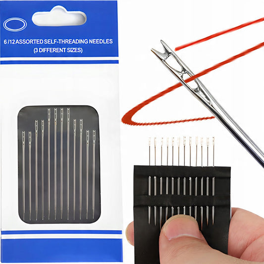 Kit de Couture à Main avec Aiguilles Auto-Filetantes, 12 Pièces et Tailles Variées