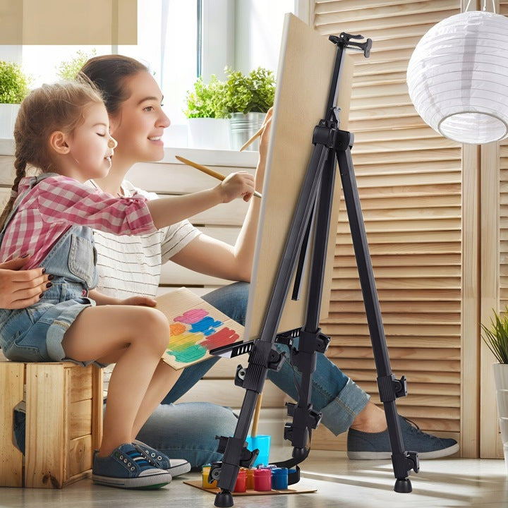 Chevalet d'art professionnel - Base trépied en métal durable avec une hauteur de 50 à 170 cm - Supports de toile multifonctionnels pour peindre sur bureau, au sol et en extérieur - Mallette portable pour studio, classe et décorations de mariage, conceptio