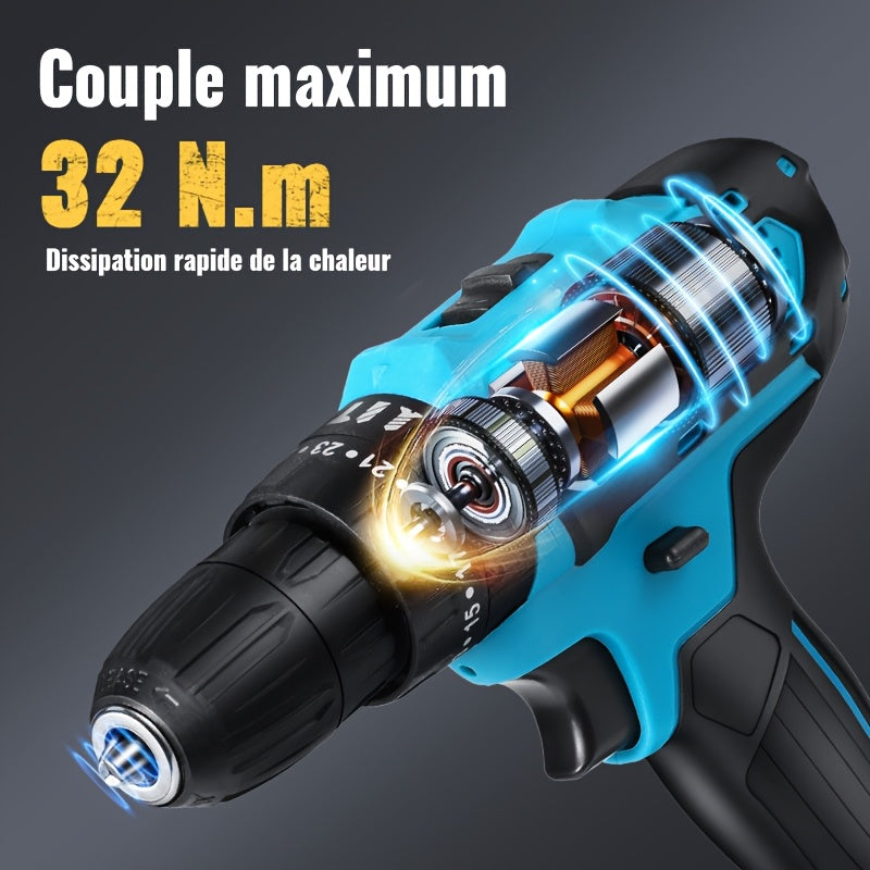Perceuse à choc avec batterie au lithium 28V, 1350 tr/min, tournevis multifonctionnel à haute vitesse, ensemble d'outils électriques, tournevis électrique, perceuse à main