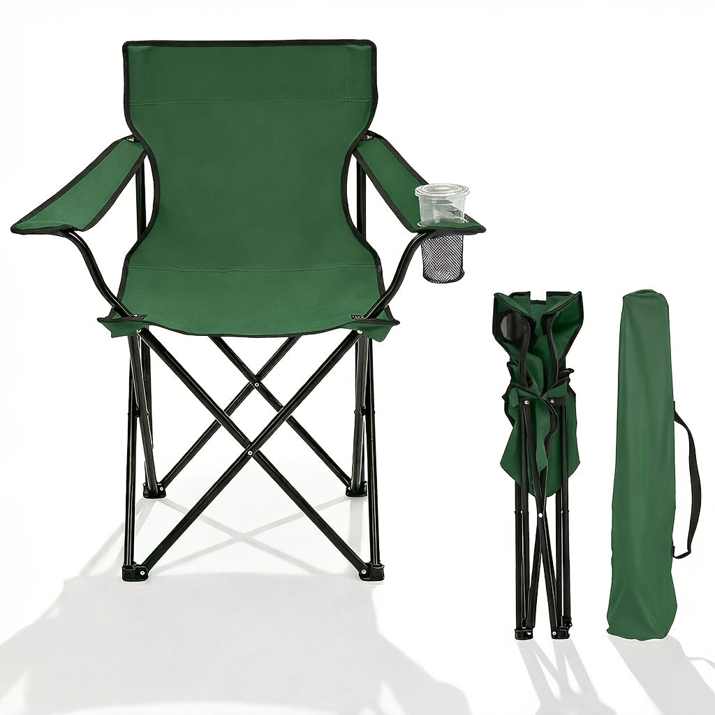 Chaise de jardin pliante Sunula, capacité 140 kg, chaise pliante d'extérieur stable avec porte-gobelet, tissu Oxford 600D, pour patio, balcon, terrasse, jardin - Sac de transport assorti inclus (1/2 pcs)