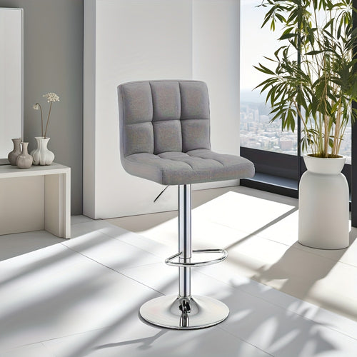 2 Tabourets de Bar - Tabouret Pivotant Réglable en Hauteur avec Revêtement en Lin