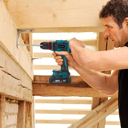 Perceuse Sans Fil Puissante - Moteur Sans Balais 1000W, 25 Vitesses, Multifonction (Visseuse/Perceuse/Marteau Perforateur) pour Bois, Mur, Béton, Vitesse Variable et Prise Type