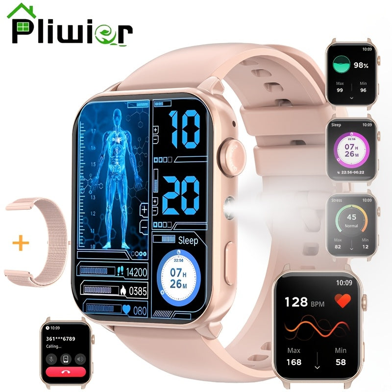 Montres de mode intelligentes pour hommes et femmes, montres de fitness de 4,85 cm pour femmes, appel sans fil, montre de suivi de la condition physique avec compteur d'activité/moniteur de sommeil/ modes sportifs, assistant vocal IA, rappels intelligents