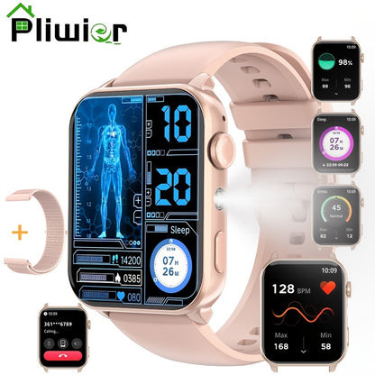 Montres de mode intelligentes pour hommes et femmes, montres de fitness de 4,85 cm pour femmes, appel sans fil, montre de suivi de la condition physique avec compteur d'activité/moniteur de sommeil/ modes sportifs, assistant vocal IA, rappels intelligents