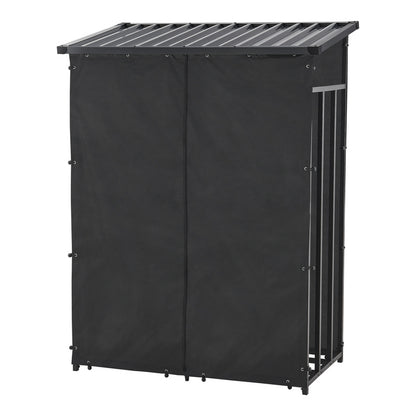Porte-Bois de Chauffage Extérieur Yakutat avec Couverture, Support en Métal pour Bois de Chauffage, Étagère à Bûches et Aide à Empiler – Noir
