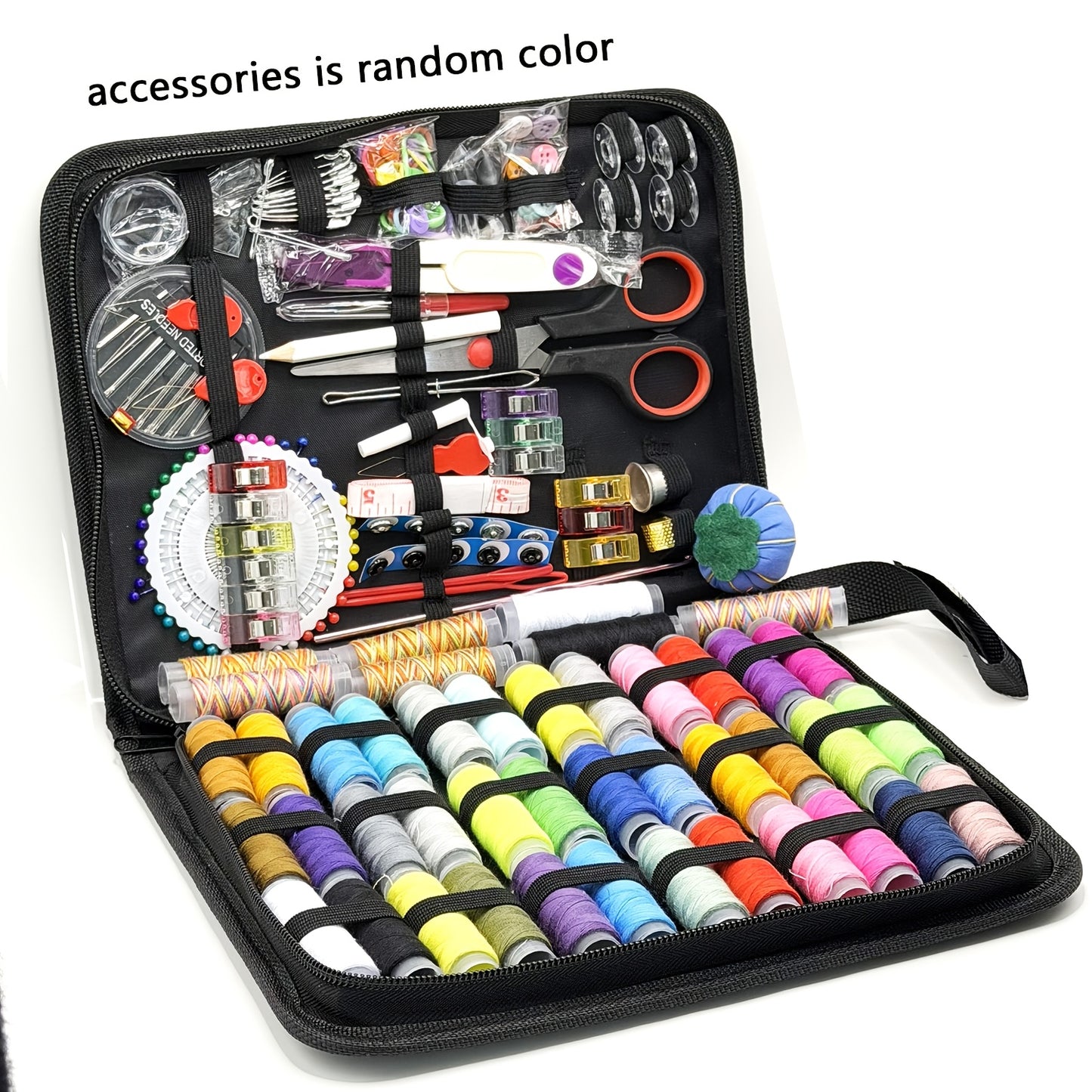 Kit de couture premium 304 pièces Ensemble complet d'aiguilles et de fil pour grand-mère, maman, amis, débutants, voyageurs - Ajouts de couture portables avec étui, comprend fil, aiguilles, ciseaux, mètre ruban, épingles et plus