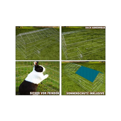 CADOCA® Enclos Run Free 180X75X75Cm Protection Solaire Run Jardin Lapin Poulailler Lièvre Poulailler Petit Animal Run Toiture Matériel Bleu