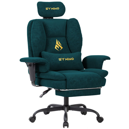 Fauteuil de gaming SYMINO, chaise de bureau ergonomique en cuir PU avec support lombaire - Fauteuil de bureau d'ordinateur inclinable pour adultes, siège de jeu vidéo style course (hauteur et appui-tête réglables)
