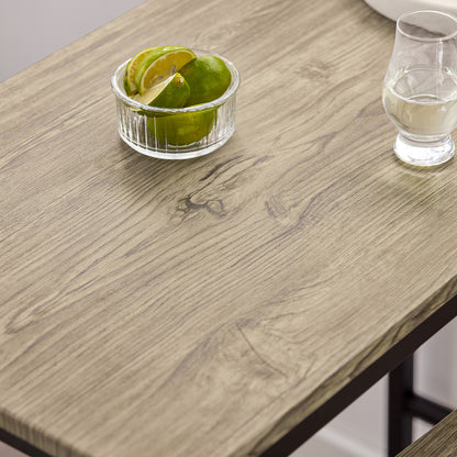 Table Haute Table de Cuisine Table de Salle à Manger Ensemble Repas Bistrot Avec 2 Chaises 1 Table 2 Places Chaises Rangement Sous Table Pour Cuisine Salle à Manger Balcon Salon Décor Bois Naturel 89x87x45cm SoBuy PHU14-O