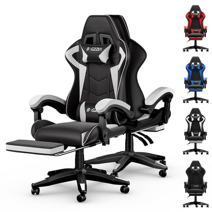 Gartistgo Chaise Gaming Ergonomique - Chaises Gaming avec Coussin Lombaire + Appui-Tête, Chaise de Bureau & Ordinateur Rehausseable pour Adultes, Filles, Garçons (Avec Repose-Pieds)