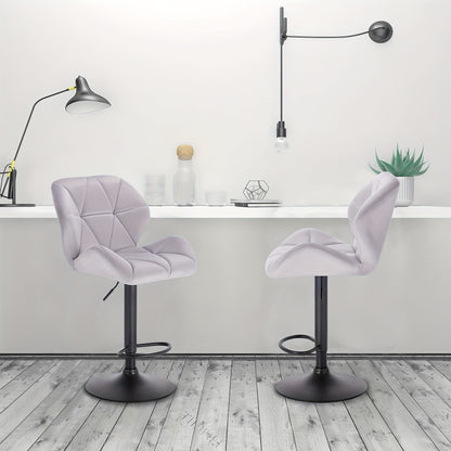 Tabourets de Bar 2pcs, Tabourets de Bistro Design, avec Dossier, Réglables en Hauteur, Rotatifs, en Velours, en Acier