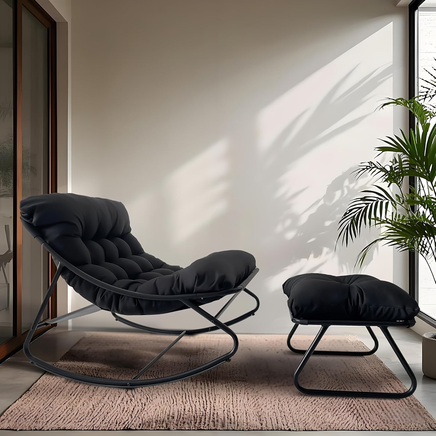 Fauteuil à Bascule Moderne pour Salon avec Fonction Inclinable, Fauteuil à Bascule pour la Maison, Fauteuil à Bascule de Luxe pour Chambre, Disponible en Noir et Gris, Idéal pour les Loisirs en Famille, Cadeau de Vacances Parfait, Adapté à Toutes les Sais