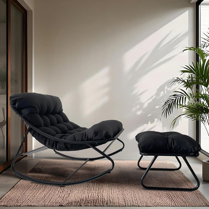 Fauteuil à Bascule Moderne pour Salon avec Fonction Inclinable, Fauteuil à Bascule pour la Maison, Fauteuil à Bascule de Luxe pour Chambre, Disponible en Noir et Gris, Idéal pour les Loisirs en Famille, Cadeau de Vacances Parfait, Adapté à Toutes les Sais