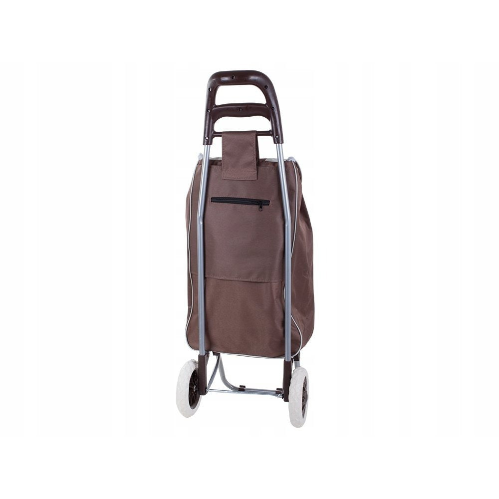 Chariot de courses pliable avec roues, robuste et spacieux, avec poche et poignées, pratique pour transporter des courses lourdes, base stable, grandes roues et poignée durable, en matériau imperméable, facile à nettoyer, poche pour verrouillage ou portef