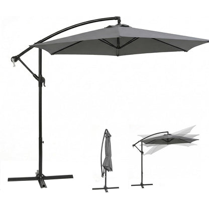Parasol à baleinière Sekey 300 cm avec auvent inclinable, parasol avec mât en aluminium de 48 mm et 6 entretoises en acier, parasol de jardin et de terrasse rond et pliable, avec sangle supplémentaire -basculement